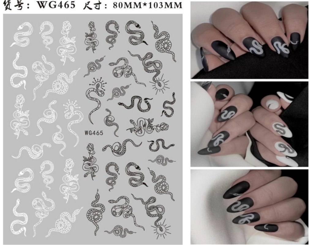 Skull Snake Cross Dragons Tiger Evil Design Nail Art Stickers Slide Decals NH11