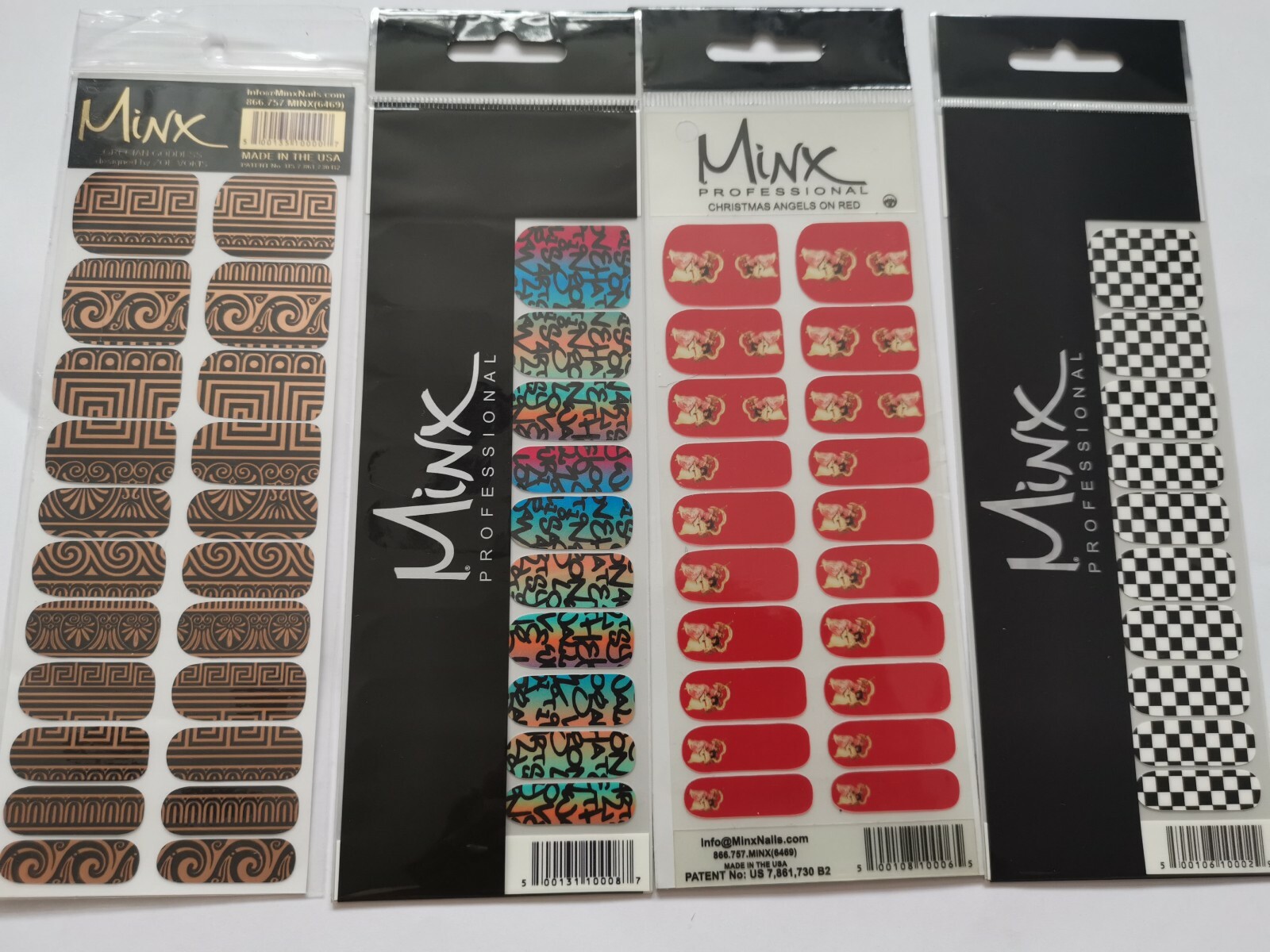 Minx Nails Foil Wraps Brand New Nail Art Chrome Bright Graff Xmas Bundle of 4