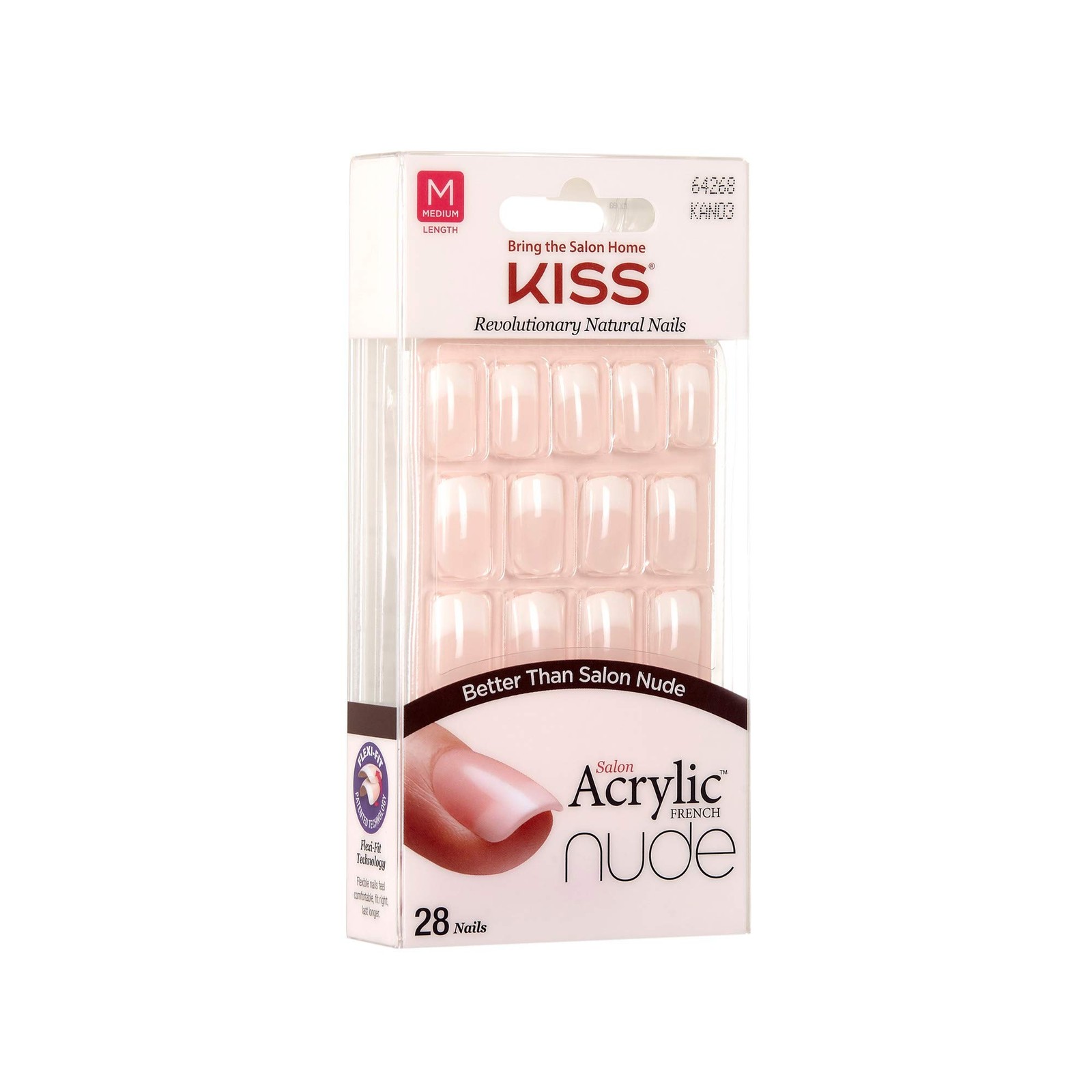 Salon Acrylic Nude French 28 Count Medium Length Flat (Pack of 2)