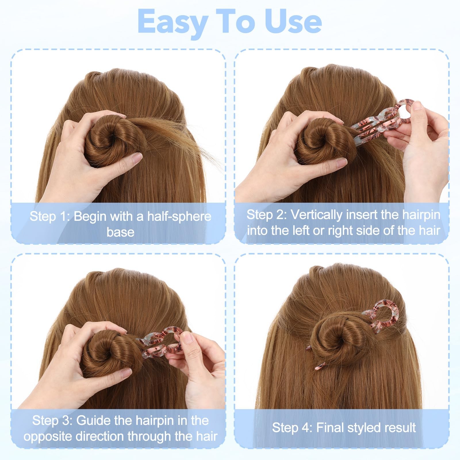 6Pcs Hair Pin for Women, Prestige French 6 Count (Pack of 1), brown，pink