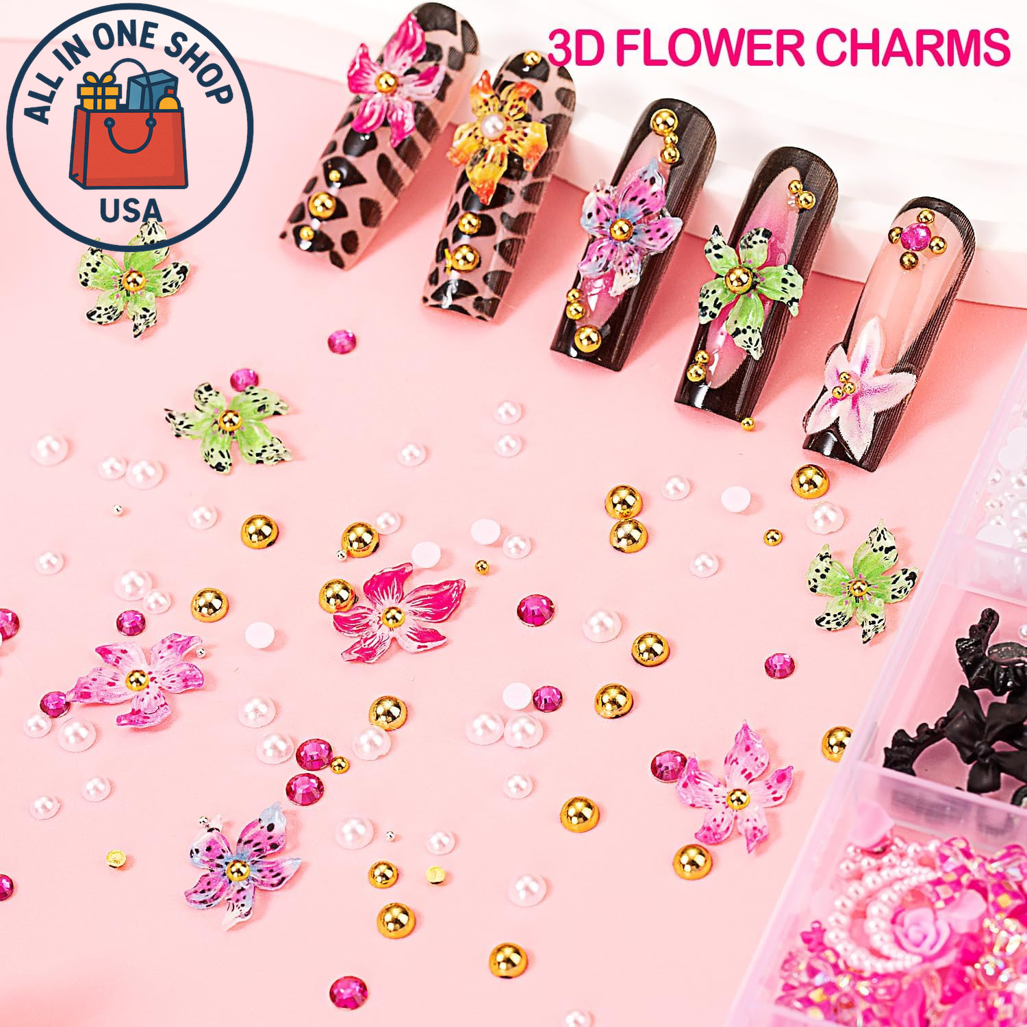 3D Nail Charms & Gems, Y2K Nail Art Decorations with Butterflies Stars 8000Pcs