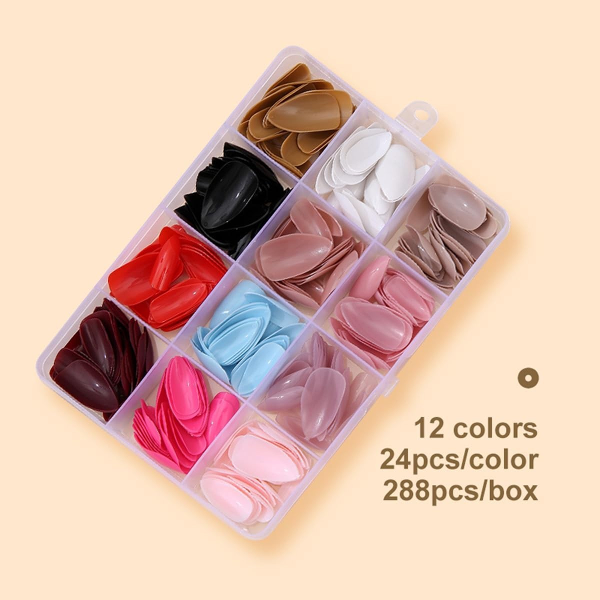 288Pcs Short Almond Press On Nails 12 Color Set
