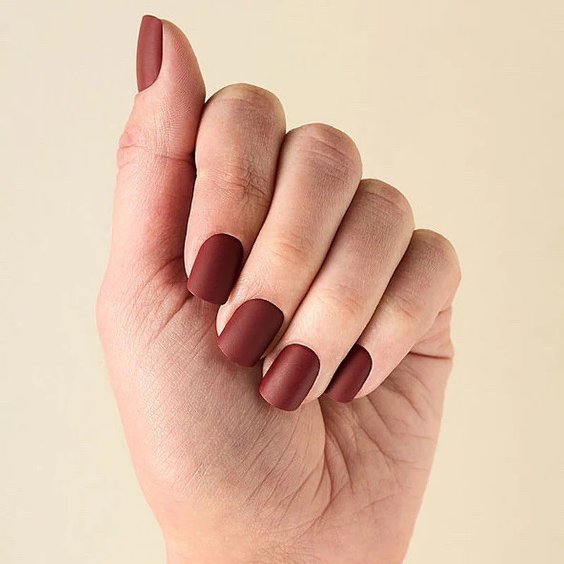 Kleo Kolor 30 Press-On Gel Nails~Brick House Red Matte~Short Square