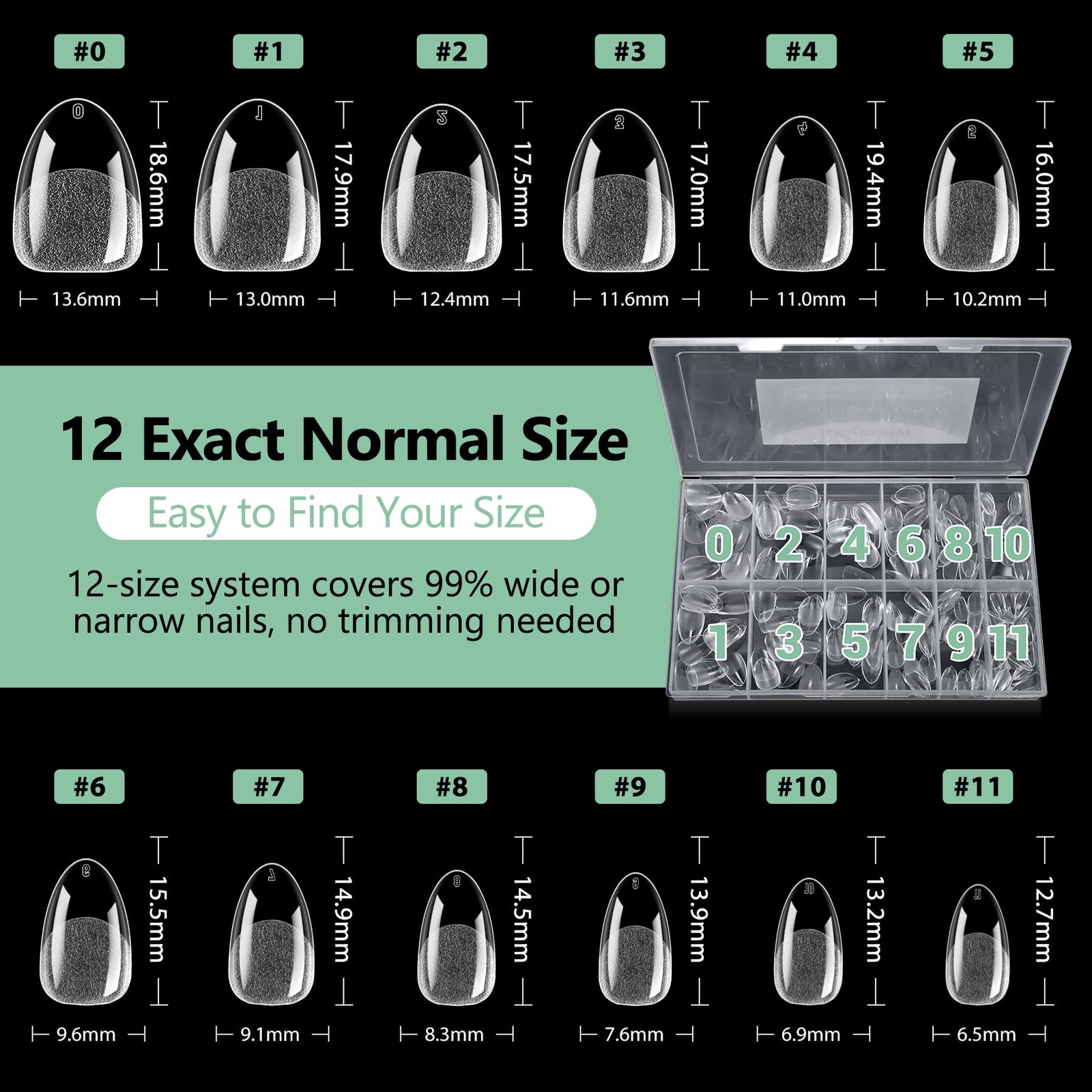 Extra Short Almond Nail Tips, 216pcs Acrylic Soft Fake Nails Gel Nail Tips, F…