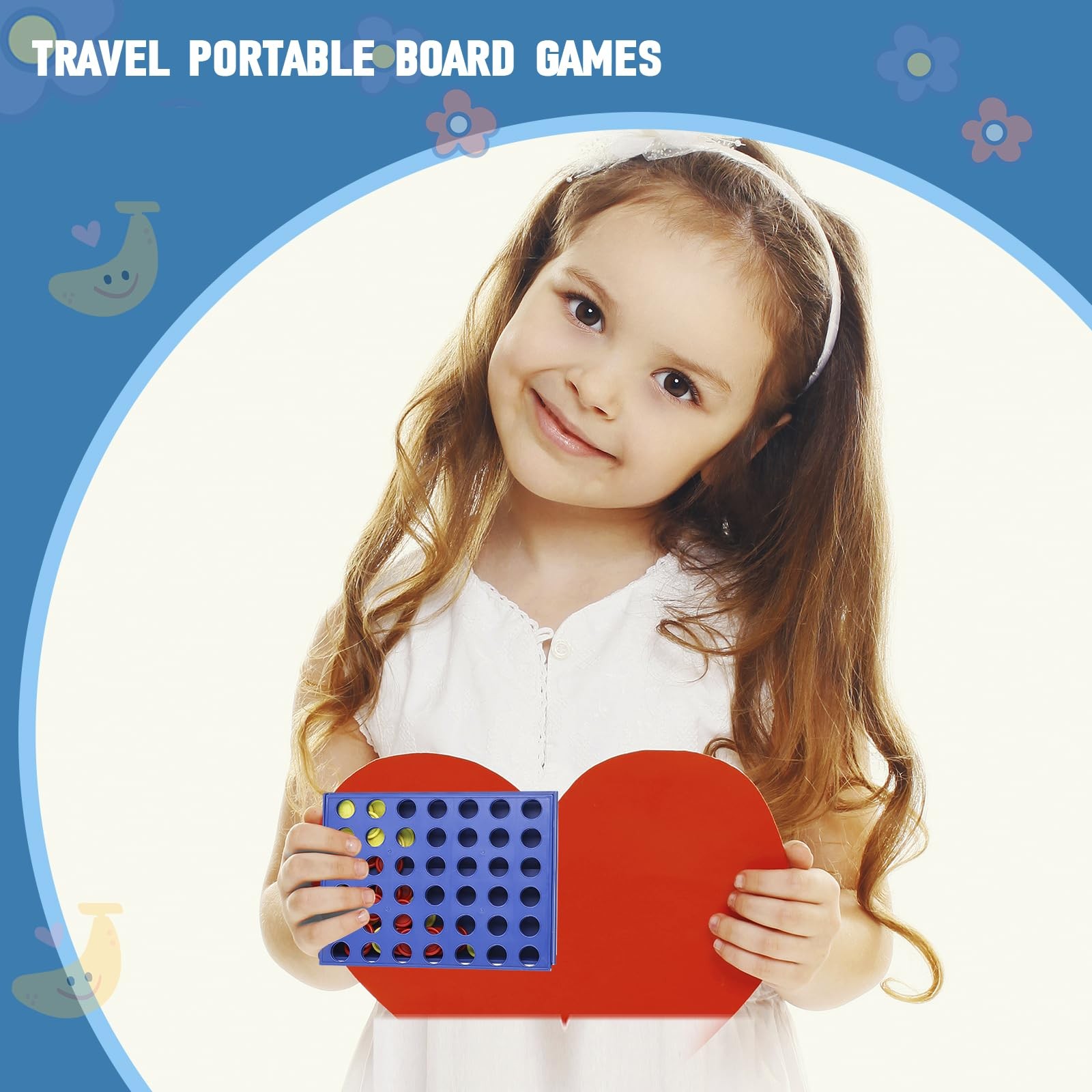 Pedolini 4 in a Row Connect Game Travel Board (Small) Mini Small, Blue