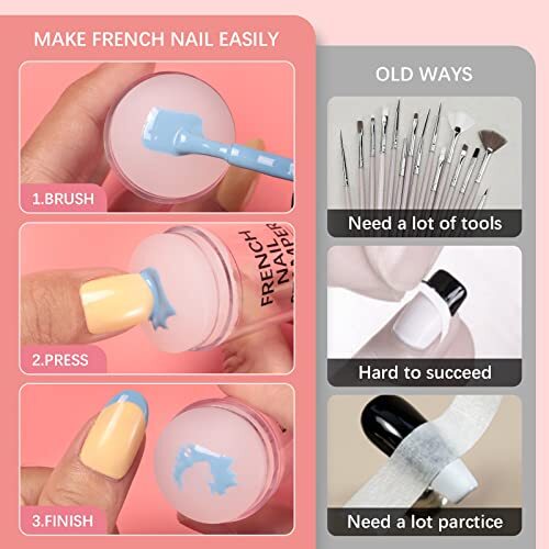 French Nail Stamper – French Tip Nail Tools with Nail Scraper and set A