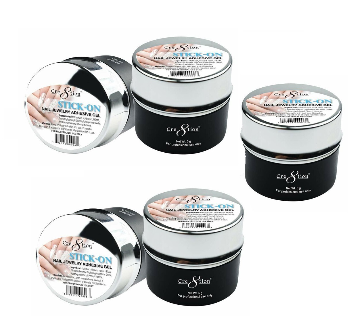 Cre8tion – Stick-On Nail Jewelry Adhesive Gel Glue 7.5g (Pack of 5)