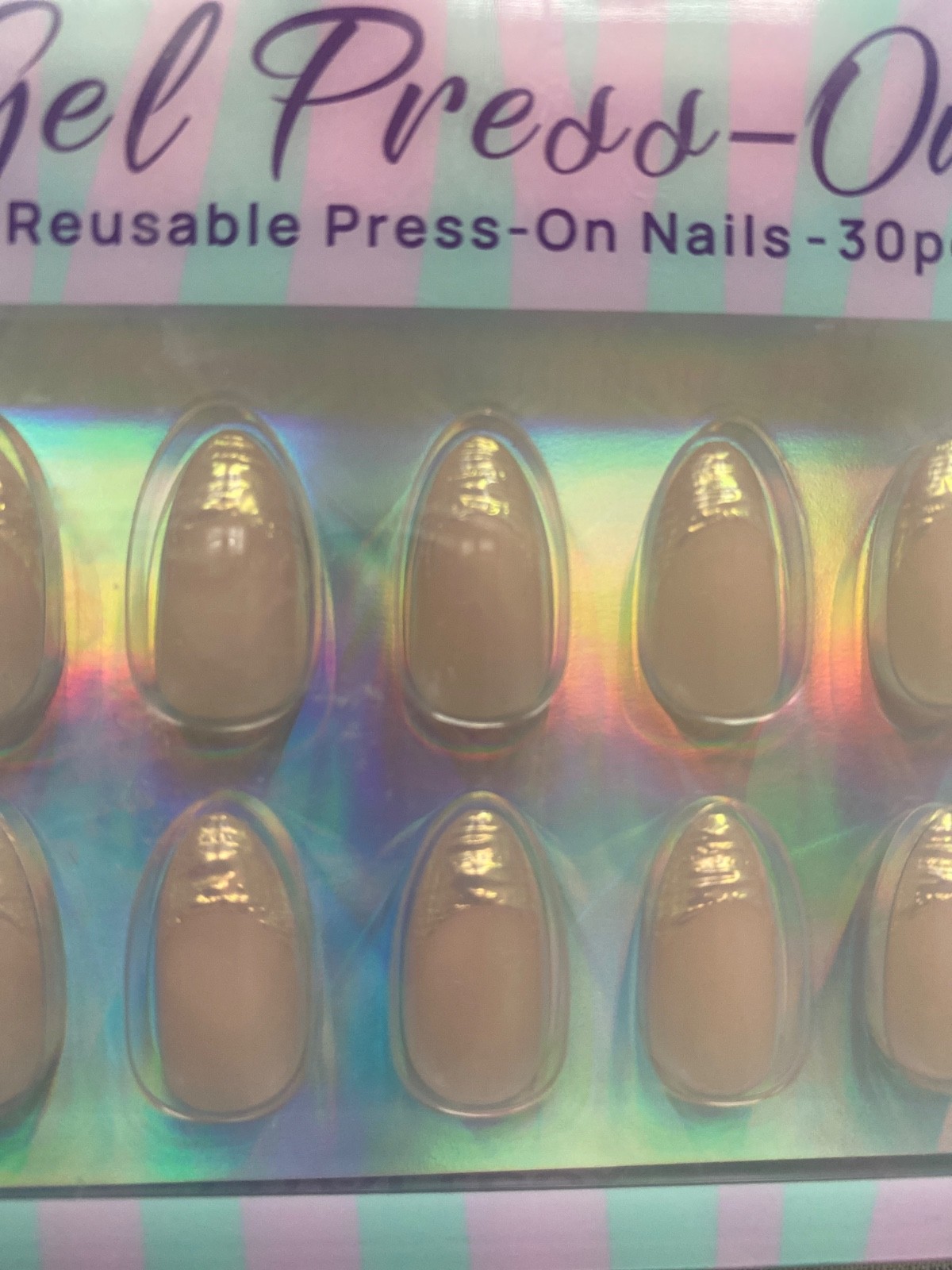 BTArtbox Gel Press-On Nails – 30pcs Light Pink Gold Tips