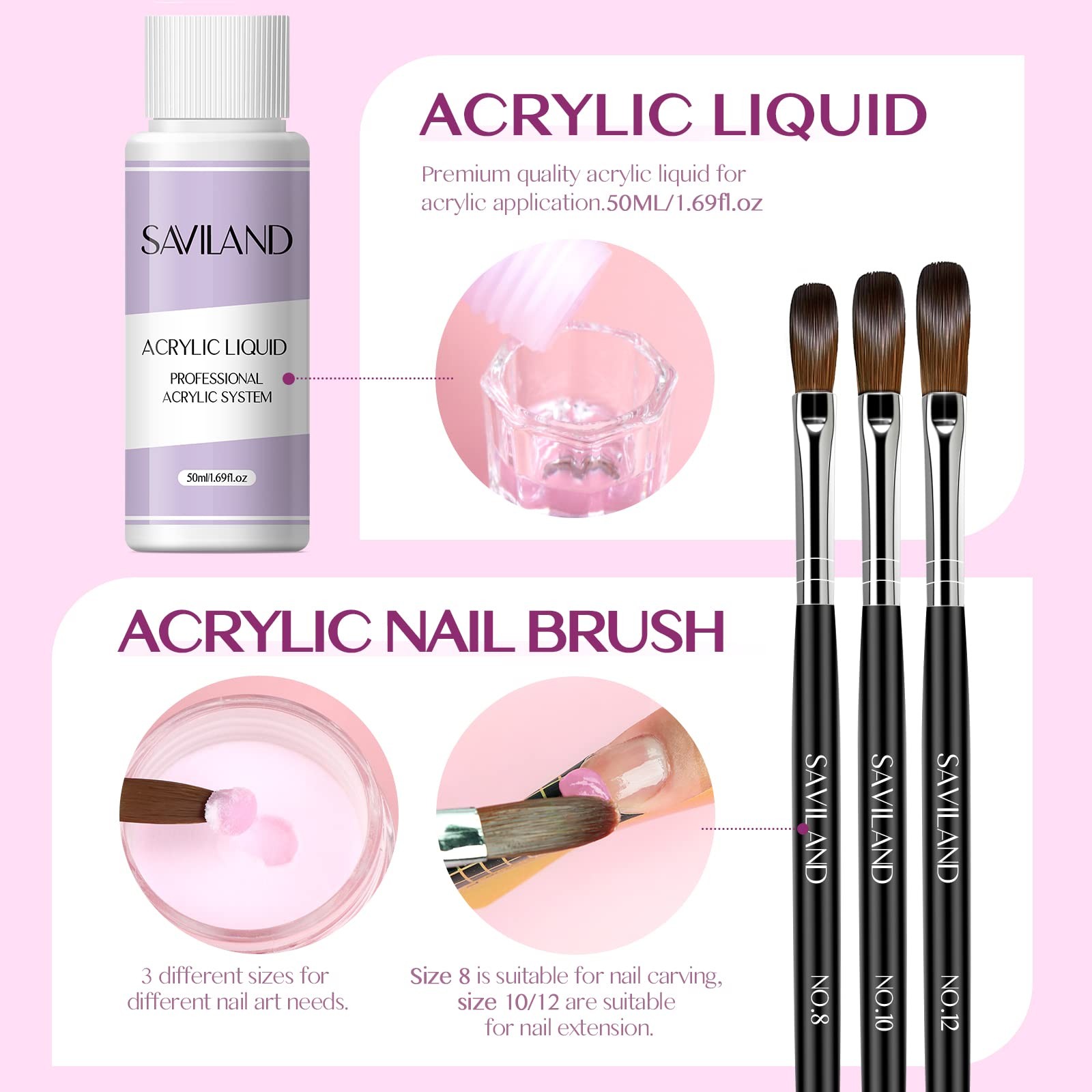SAVILAND White acrylic nail kit with drill