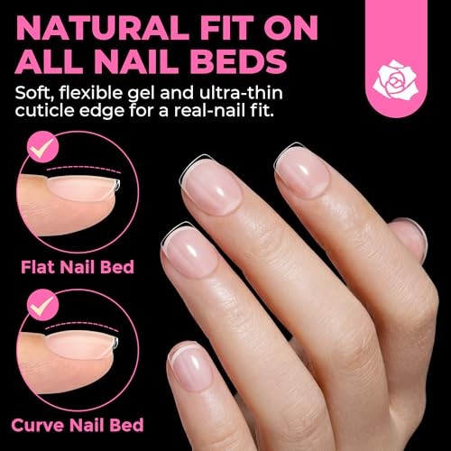 Short Square Nail Tips 504PCS Pre Etched Extra Short Soft Gel Fake Squoval XS