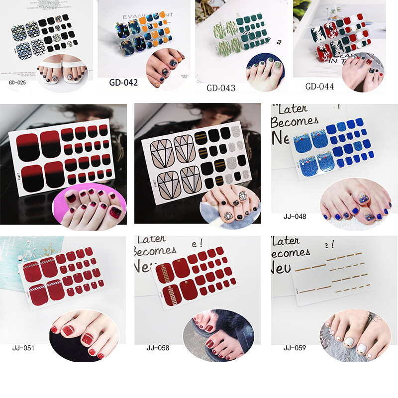 Full Size Nail Wraps Stickers Polish Toe Manicure Art Self Stick Decor 3D Decals