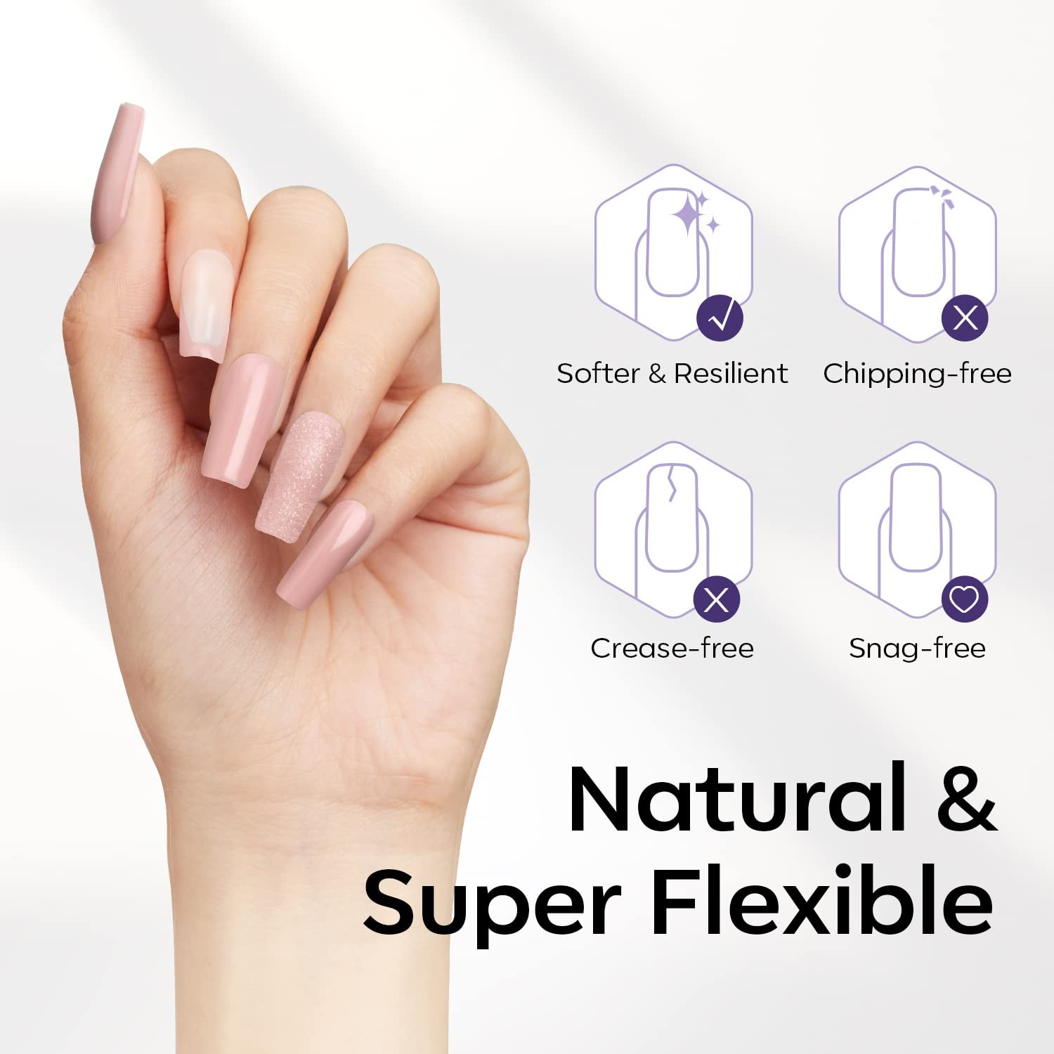 Medium Square Nail Tips – 510Pcs Fake Nails Gel Tips Pre-shaped Half Matte Fu…