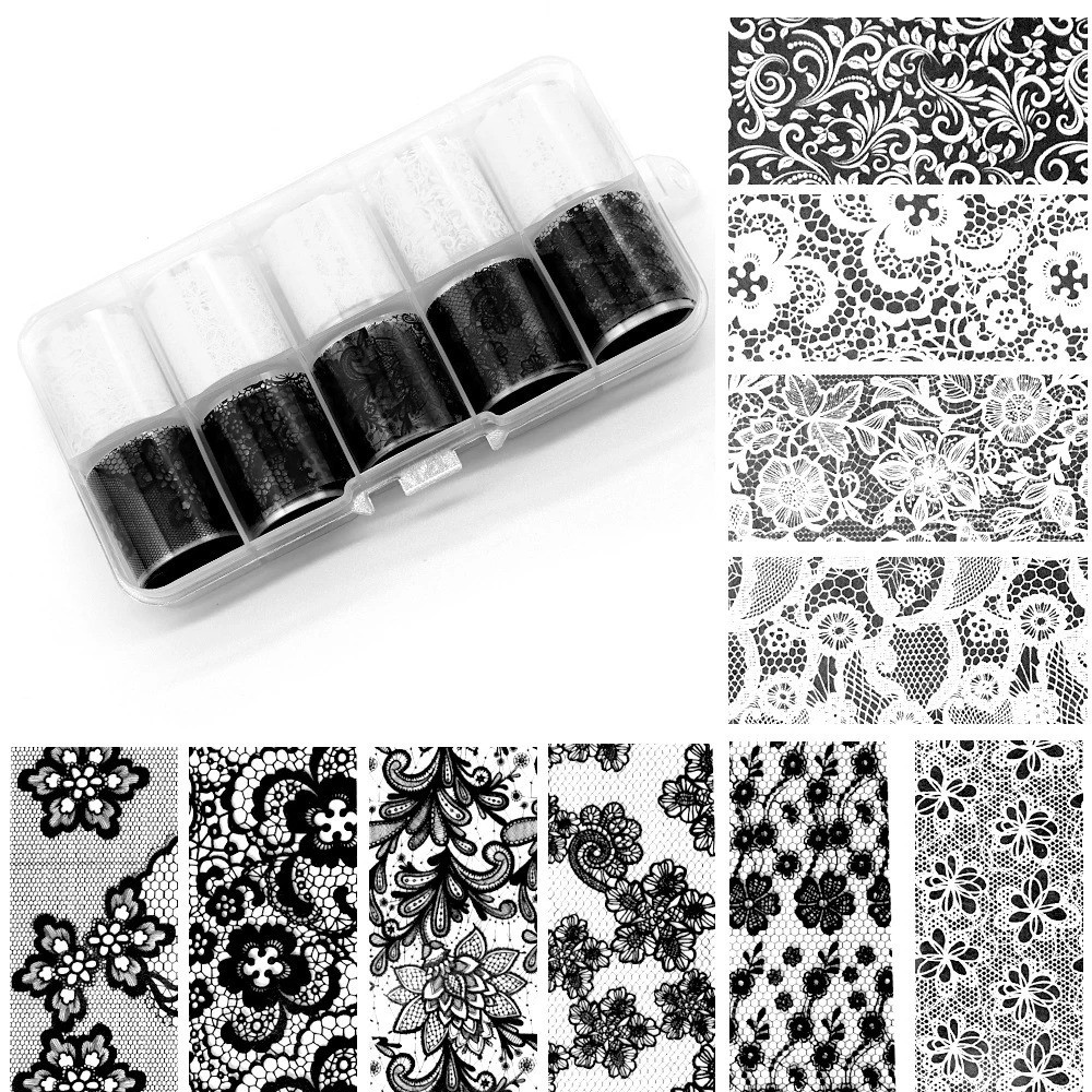Lace Transfer Foil – Nail Art Styling Tools – Black White Designs