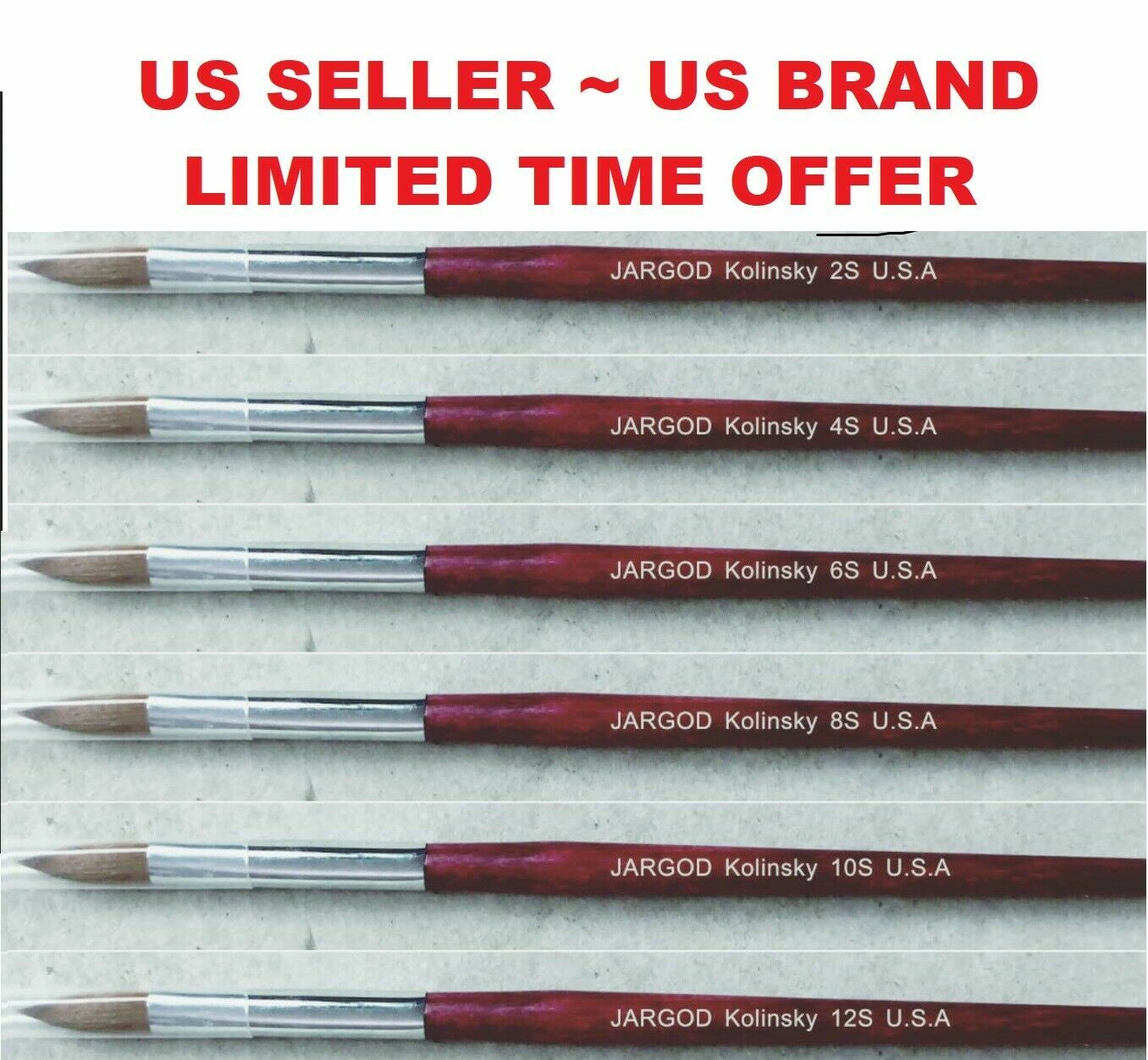 100% Pure Kolinsky Acrylic Brush Nail Art Brush Round Brush Choose Size Jargod