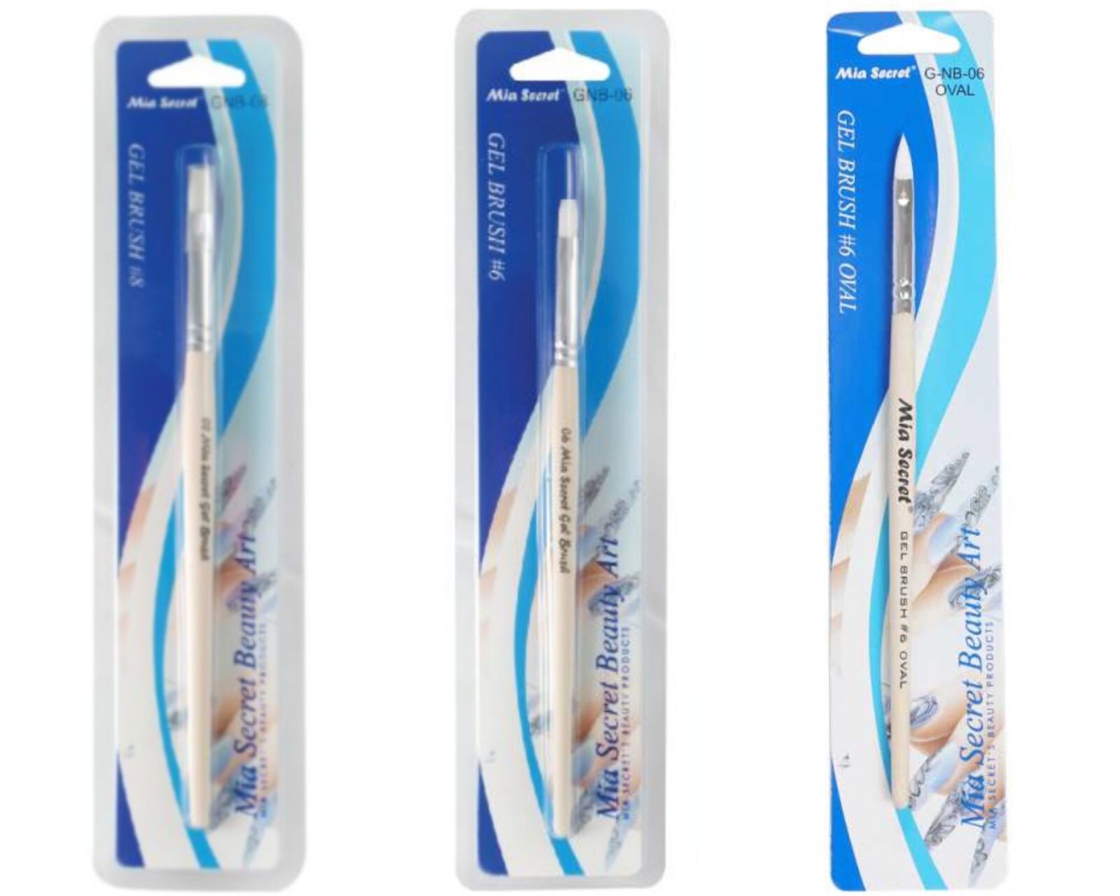 Mia Secret Gel Brush – 3 PCS SET – 6Oval , #6 and #8