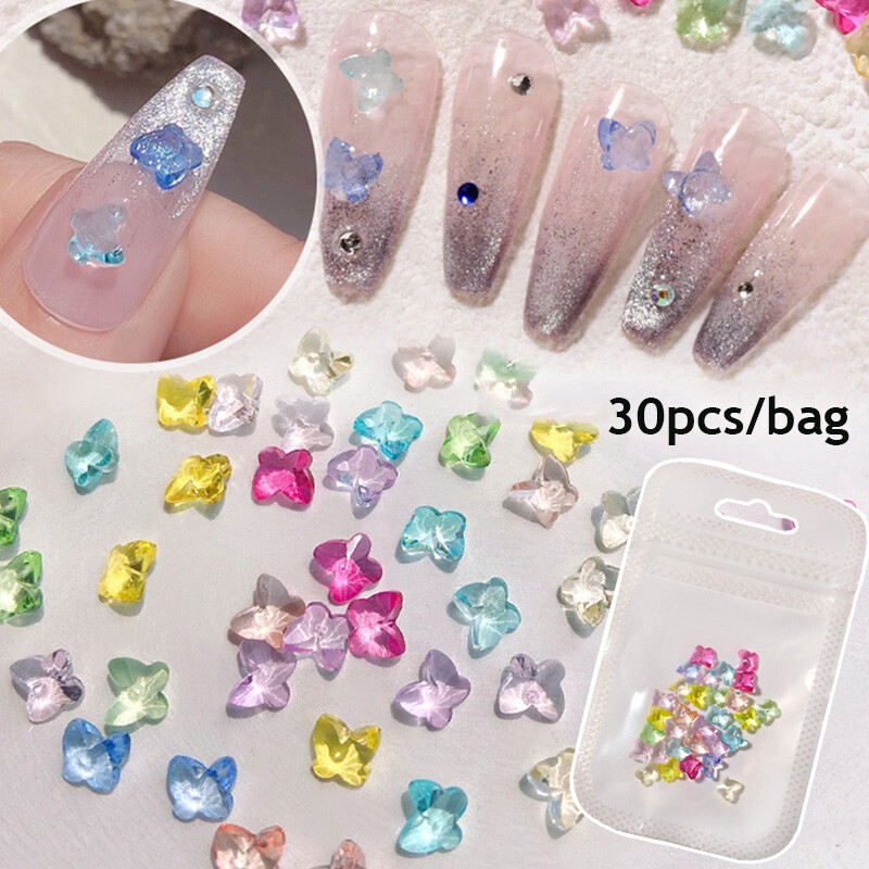 3D Bow Butterfly Nail Art Stickers Charms Decorations Cute Mixed Style Manicure