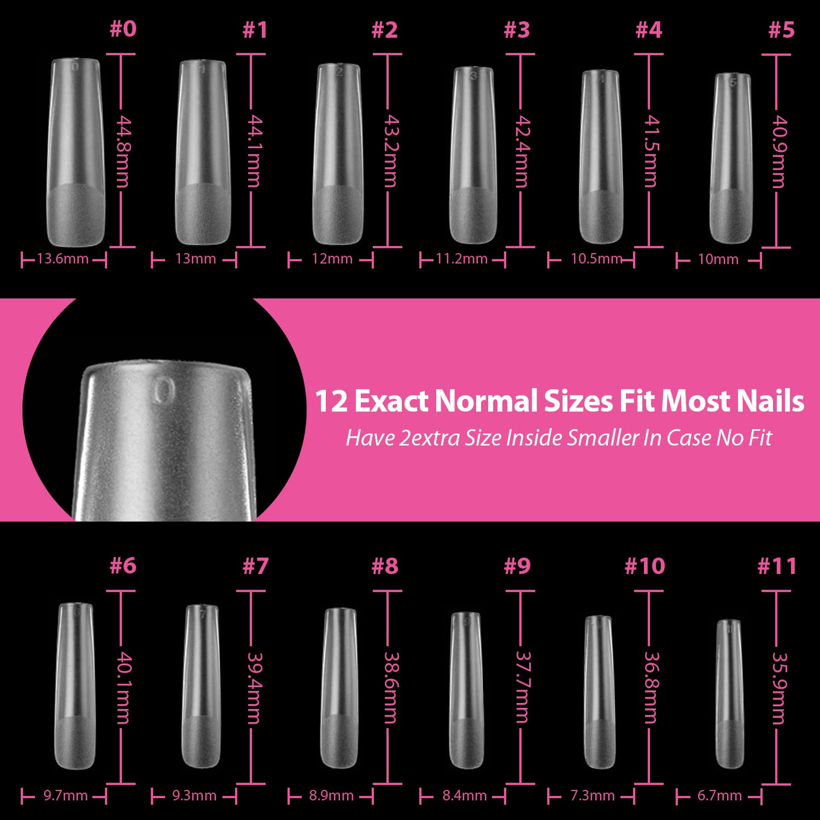 Square Gel Fake Nails 120pcs Press On Tips XXL No C Curve Extra Long Clear