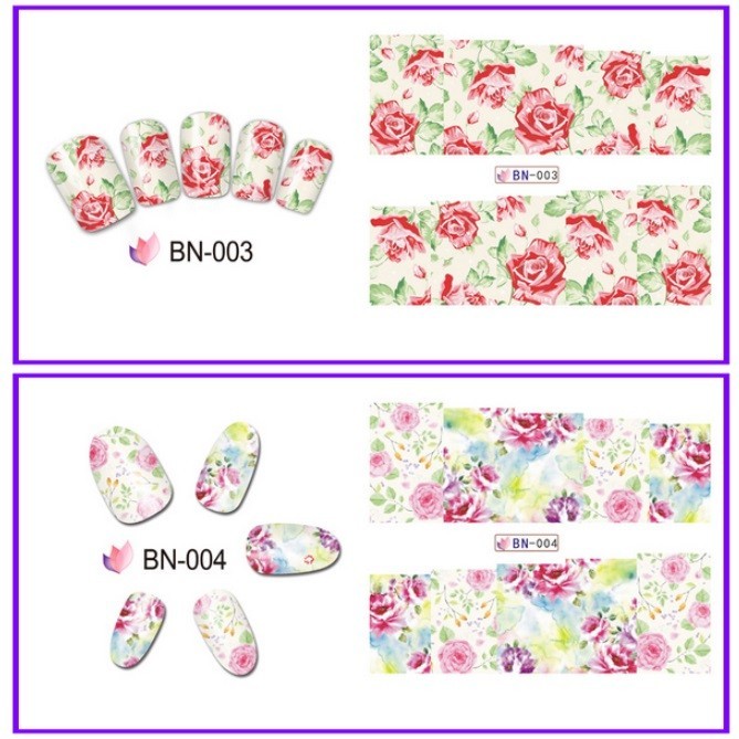 Floral Nail Art Water Decals: Spring Summer Flower Nail Wraps(Group 2)