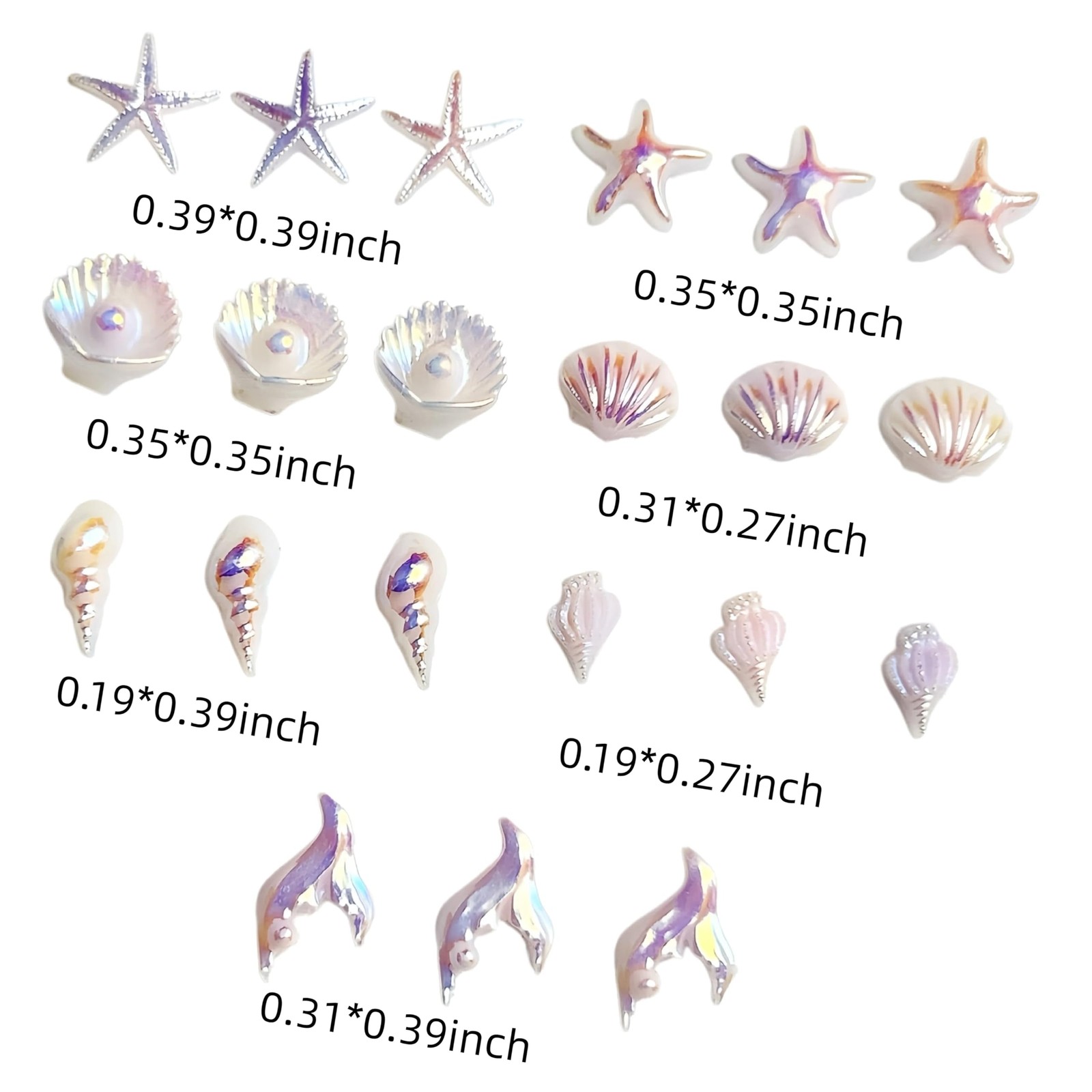 200PCS 3D Summer Ocean Rhinestones Nail Charms Mixed Ocean Nail Rhinestones A…