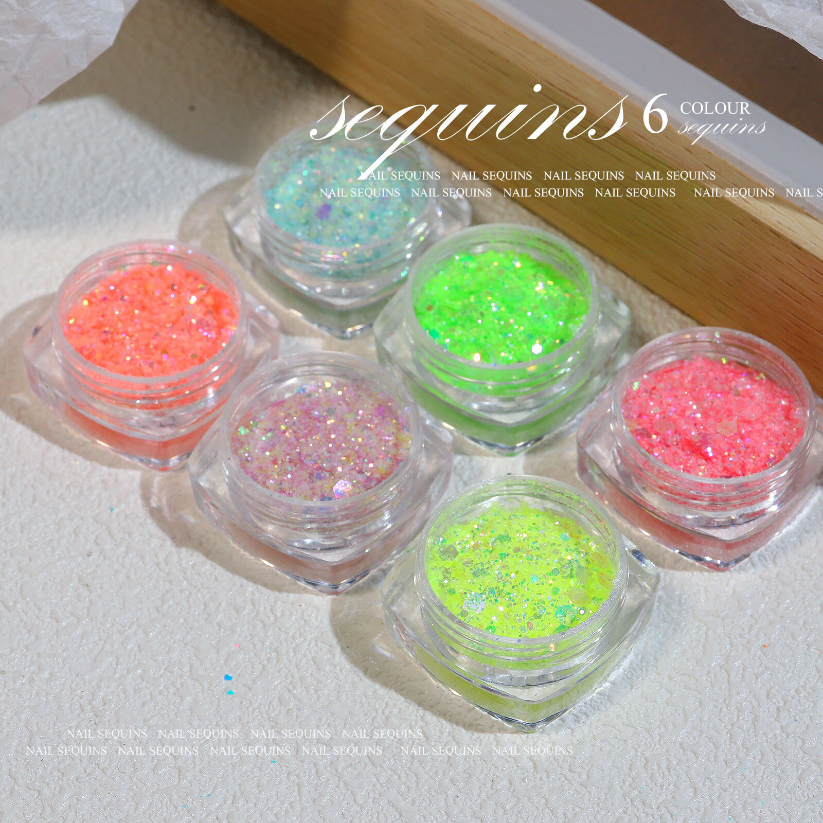 2 Pots Super Shiny Sequins Nail Art Glitter Dust Sparkly Pigment Decoration DIY