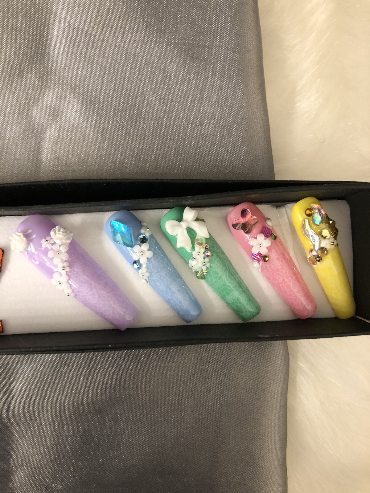 Z NAILZ! Gorgeous Set Of Handcrafted Custom XL Mixed Pastel Ballerina Press Ons