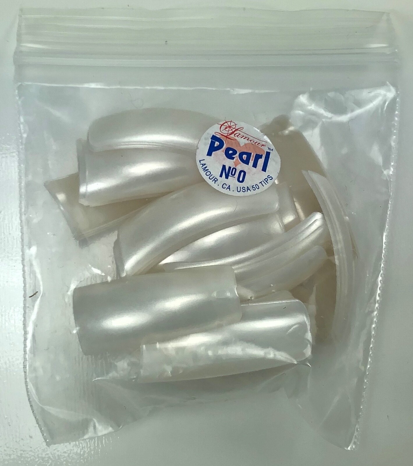 * Lamour Professional Nail Tips French PEARL White 0-10 Made in USA 550ct