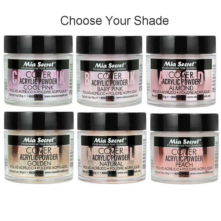 Mia Secret Cover Acrylic Powder Almond Baby Cool Pink Natural Golden Peach 1 oz