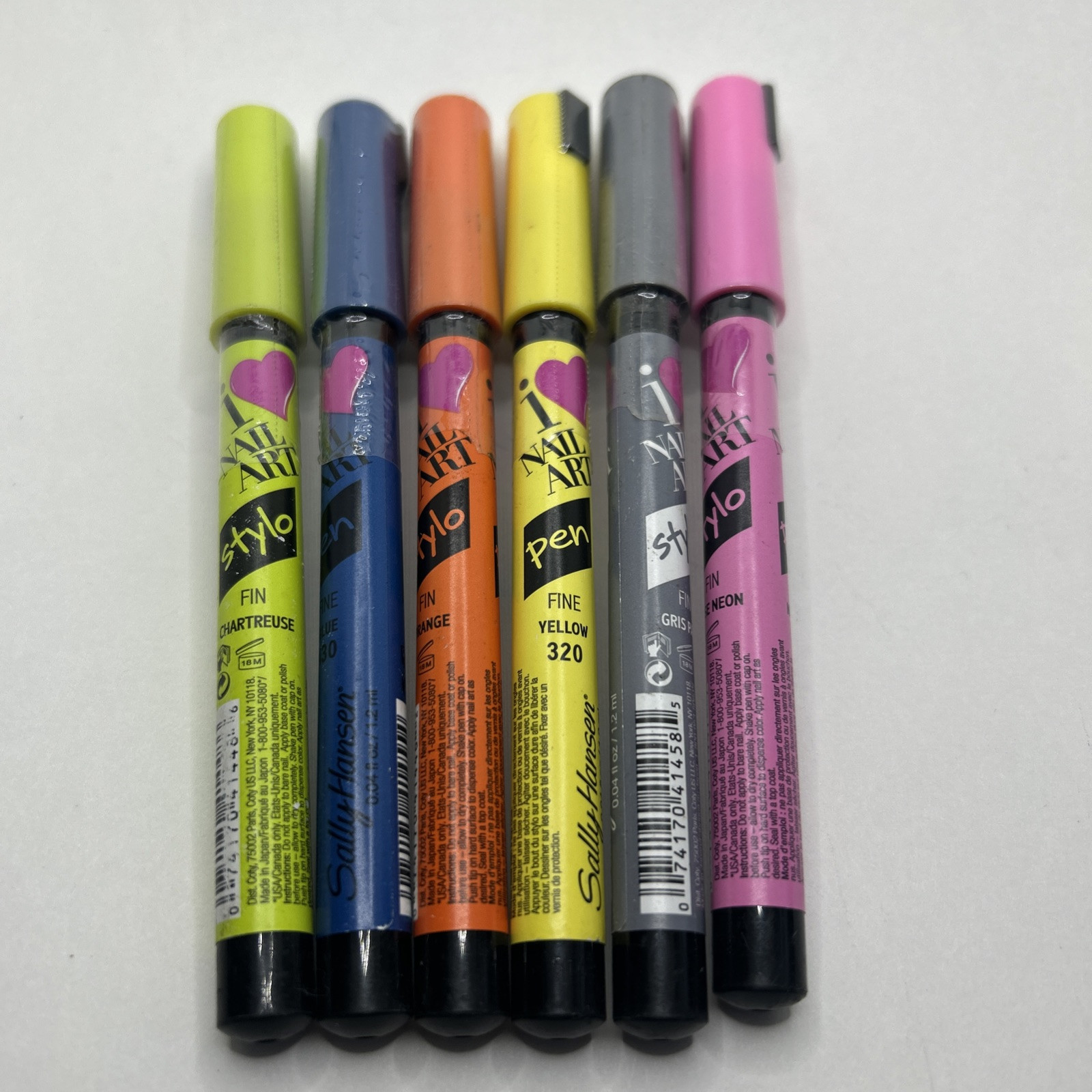 Sally Hansen Nail Art Pen Lot of 6 Different Colors Fine Tip New Sealed