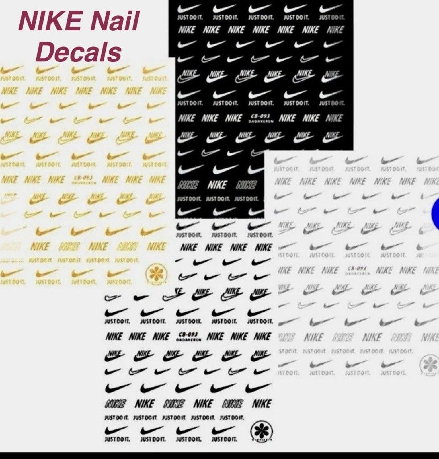 4 pack Nike Nail Art- Gold, Silver, Black, White