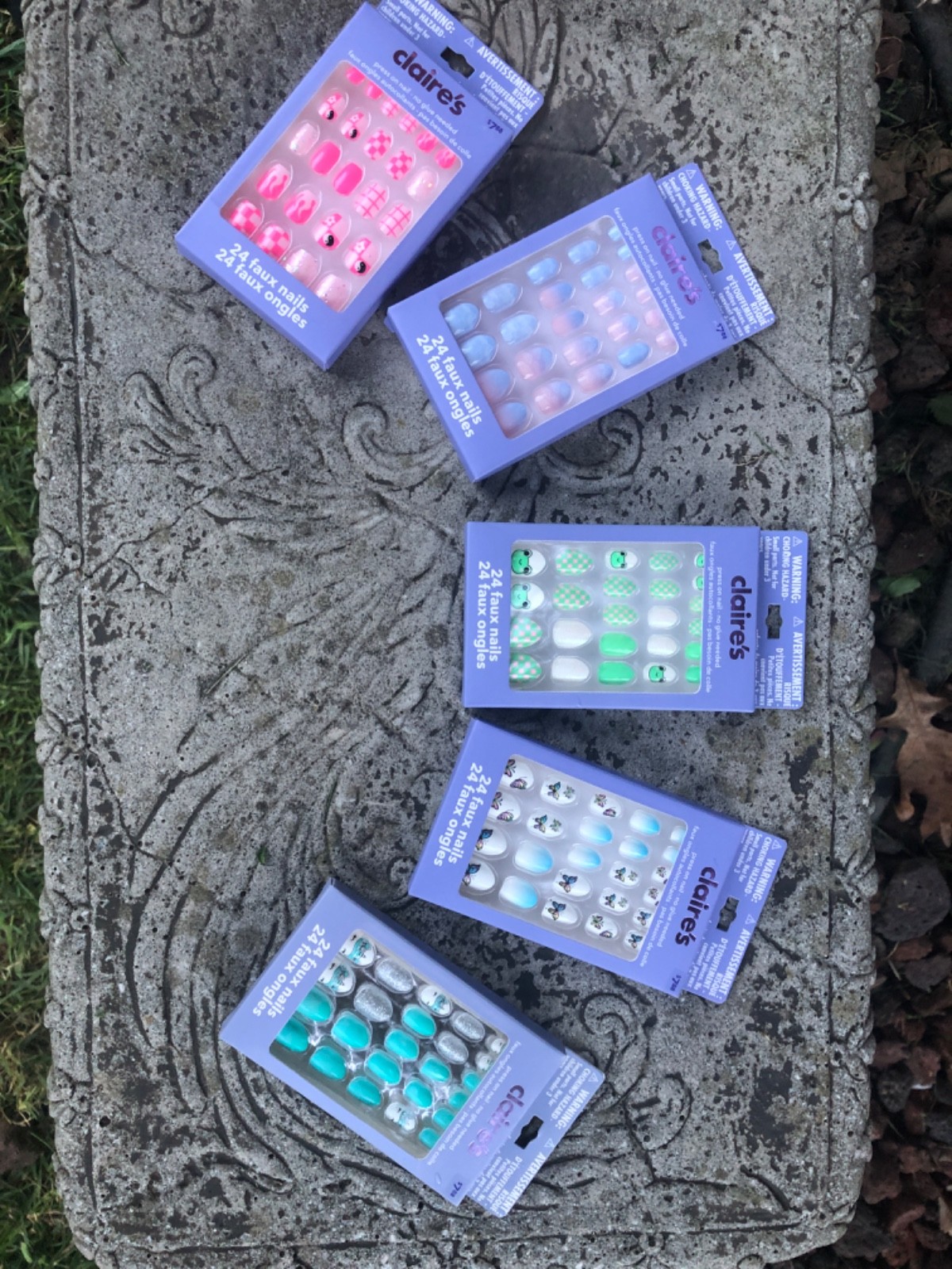 Lot Of 5 Claire’s Press On Nails For Girls 24 Total NIB