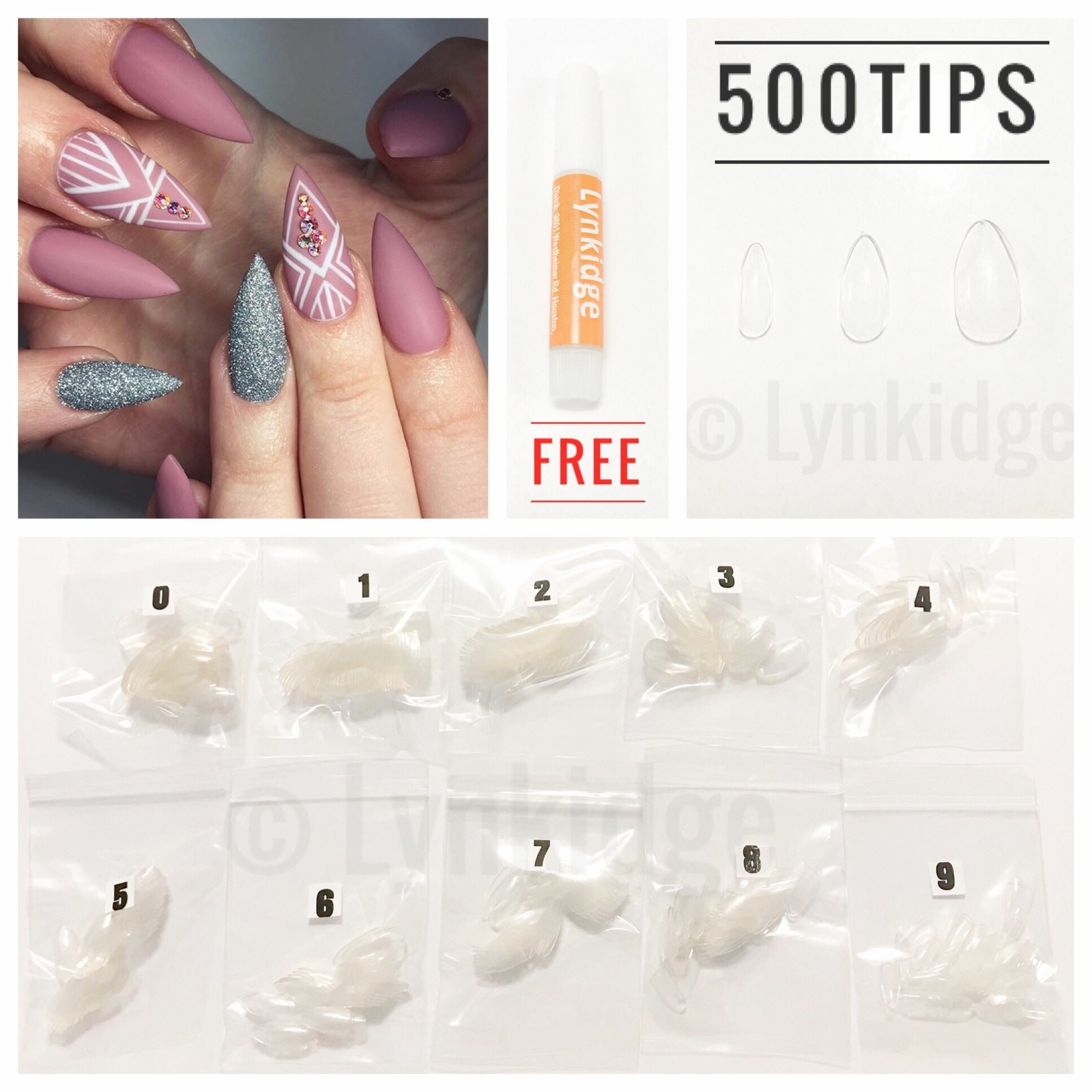 MultiColor Selection – 200PCS Full Cover Short Stiletto Nails