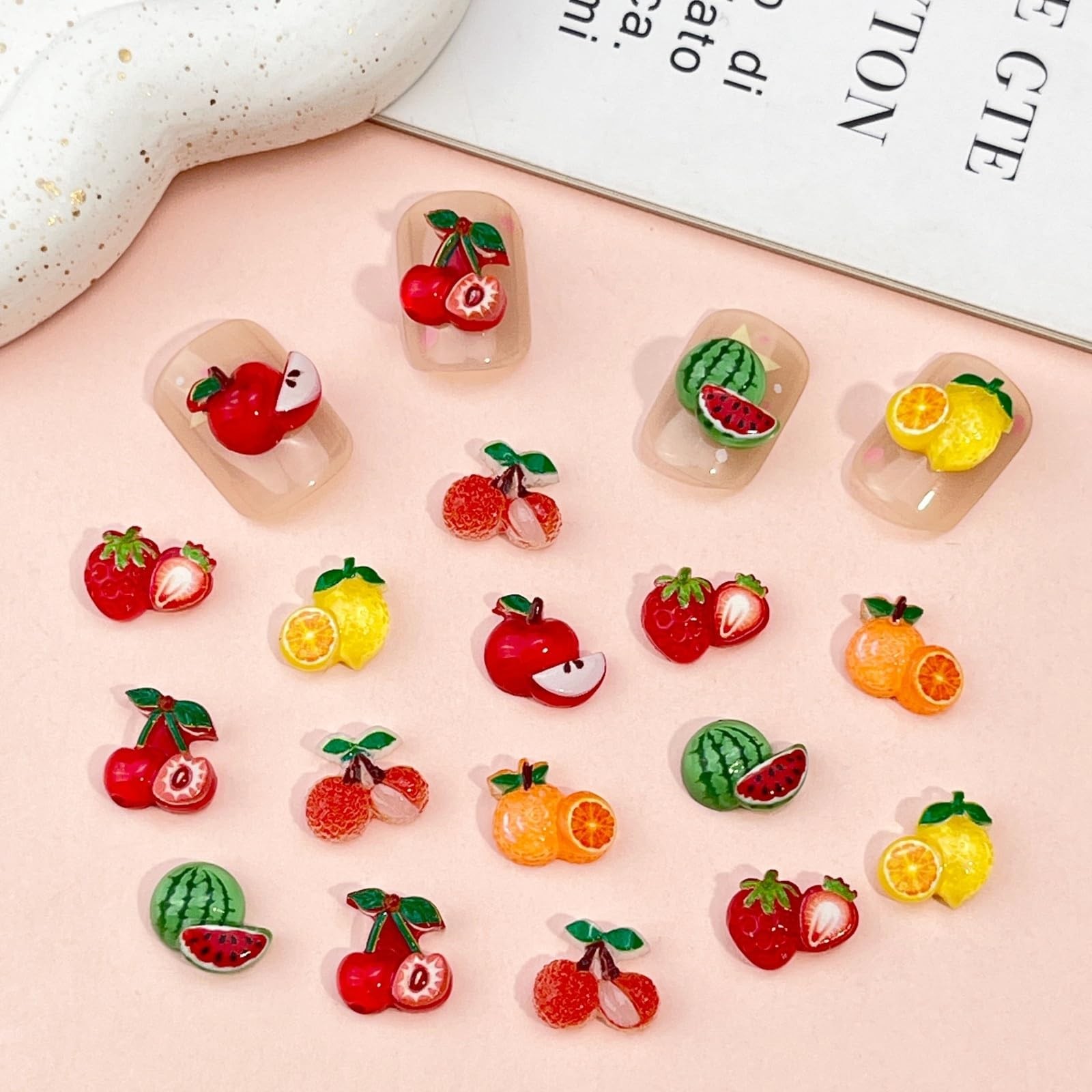 SHUXILIN Orange Fruit Nail Charms 150Pcs