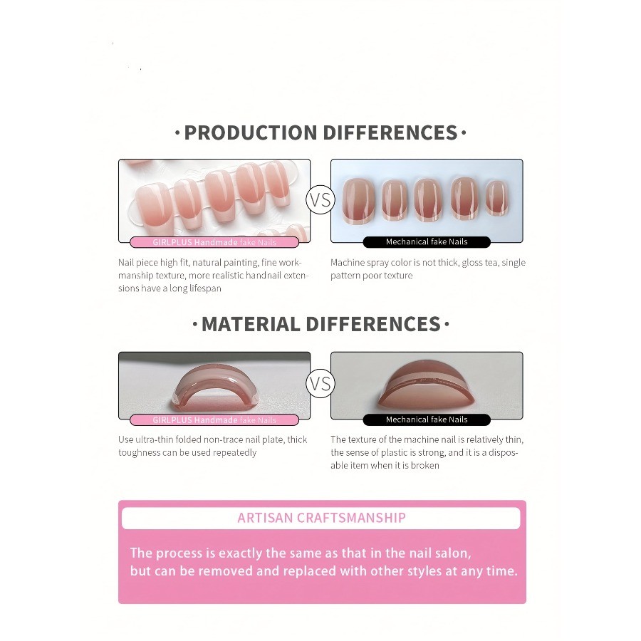 Handmade Press On Nails 10pc Pink Glitter Cat-Eye Design Oval Short Shape Glossy
