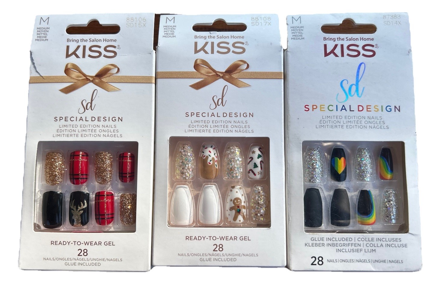 Kiss Special Design Ready-To-Wear Gel Nails #SD17X #SD14X #SD15X Limited Meduim