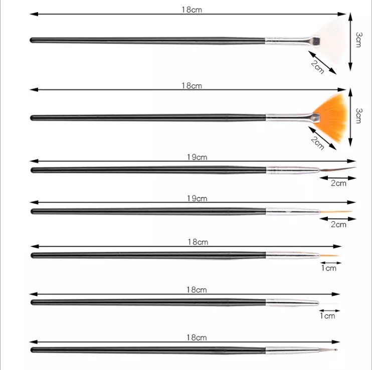 20PCS NAIL ART BRUSHES DESIGNING PAINTING DOTTING DETAILING PENS BRUSHES KIT,UK