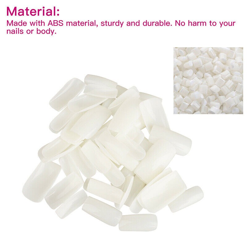 500pcs 10 Sizes Fashion Manicure Full Cover Natural False Nails Fake Tips Tool c