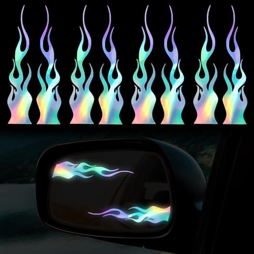 8pcs Flame Reflective Stickers, 5.9″X1.2″ Flame Decals for Sports & Bikes,