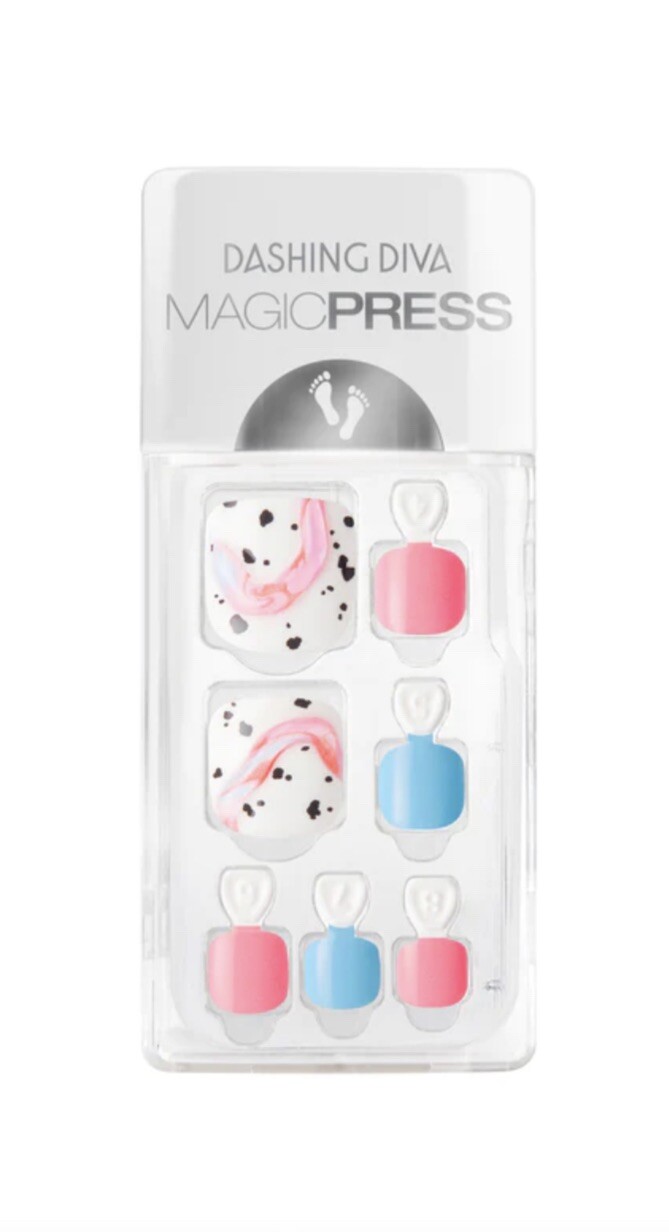 Dashing Diva Press On Nails ICE CREAM MELT PEDI Square Glossy