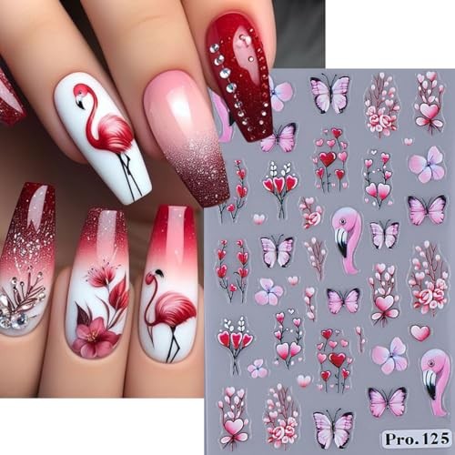 Valentine’s Day Nail Art Stickers 5D Embossed Love Heart Valentine Desgin C
