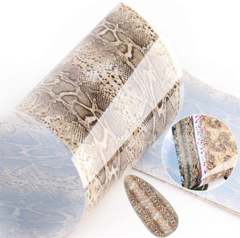 10 Rolls Snake Pattern Nail Foil Transfer Stickers Python Skin Nail Decals 1629