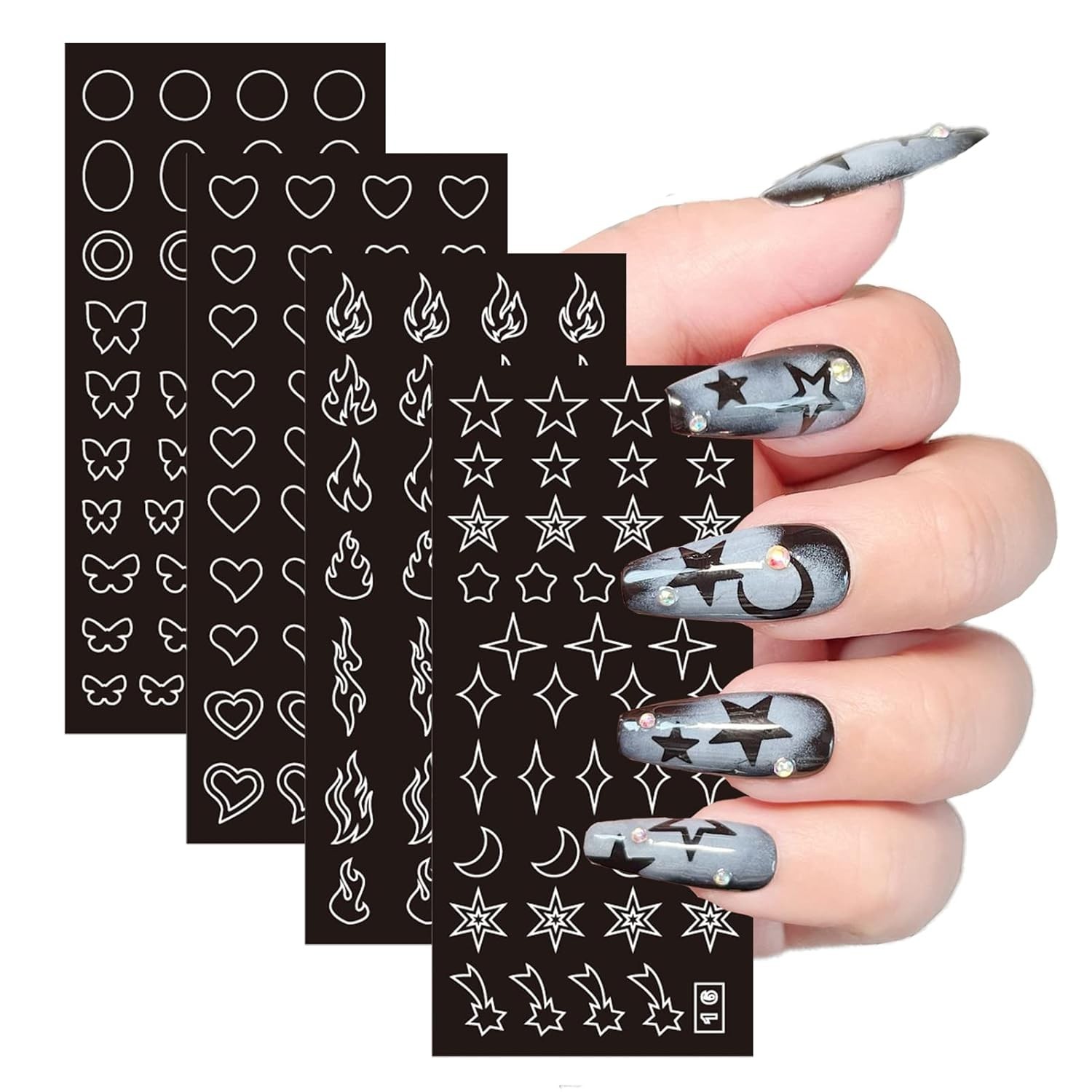 24 Sheets Airbrush Stencils Nail Stickers for Nail Art, French Nail Decals Pr…