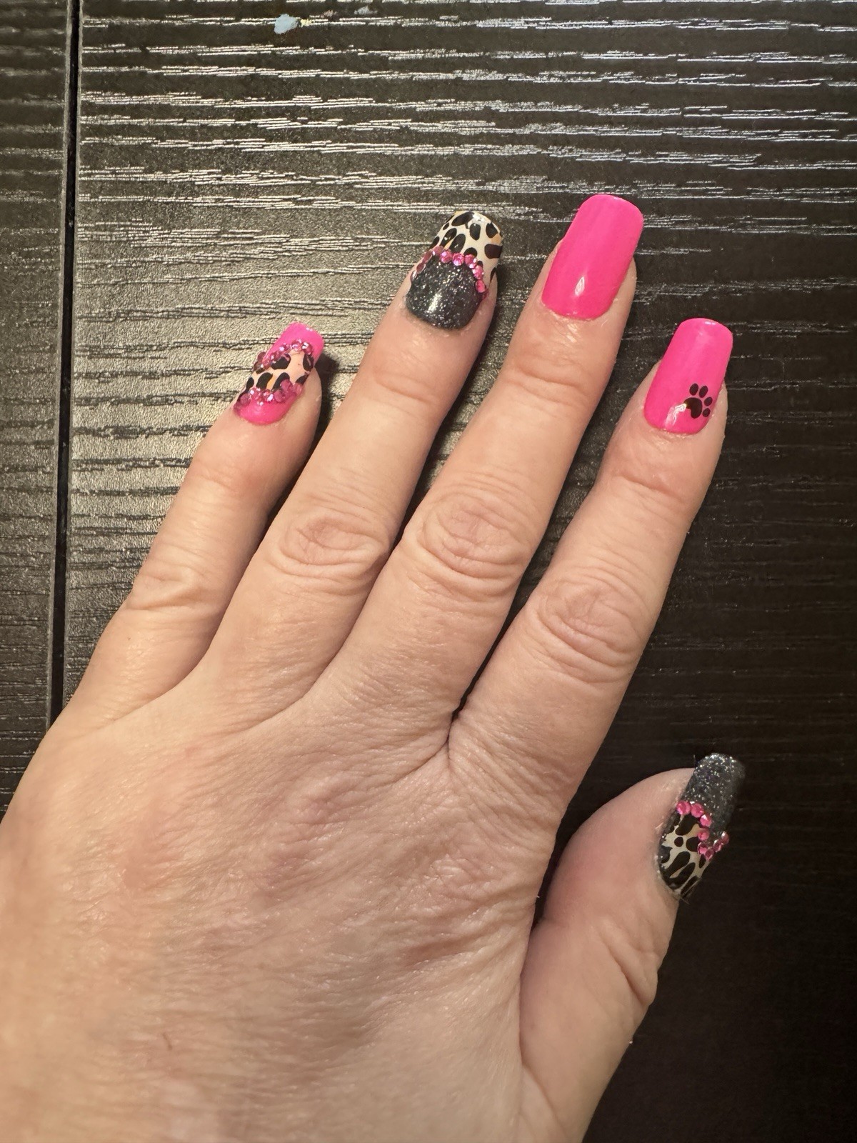Ladybug Flower 3D Almond Press-On Nails Set Red Pink Green Full Cover