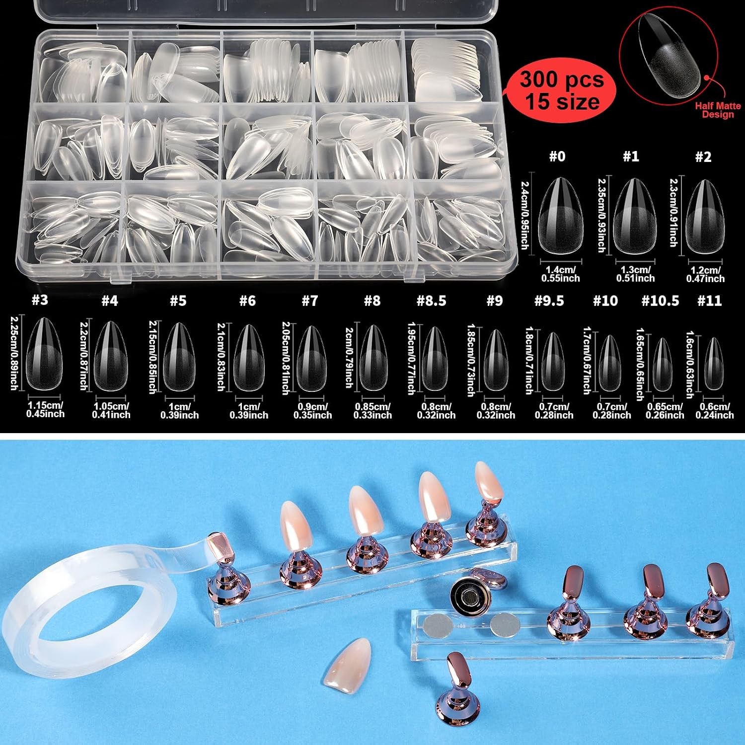 Teenitor Nail Kit: Chrome Powder, Almond Tips, 3D Gel, Tools – Beginner
