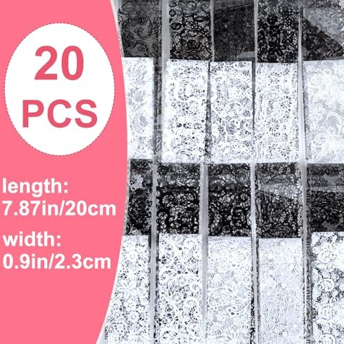 20 Rolls Lace Nail Foil Transfer Sheets, 2 Boxes Lace Nail Foil Stickers,