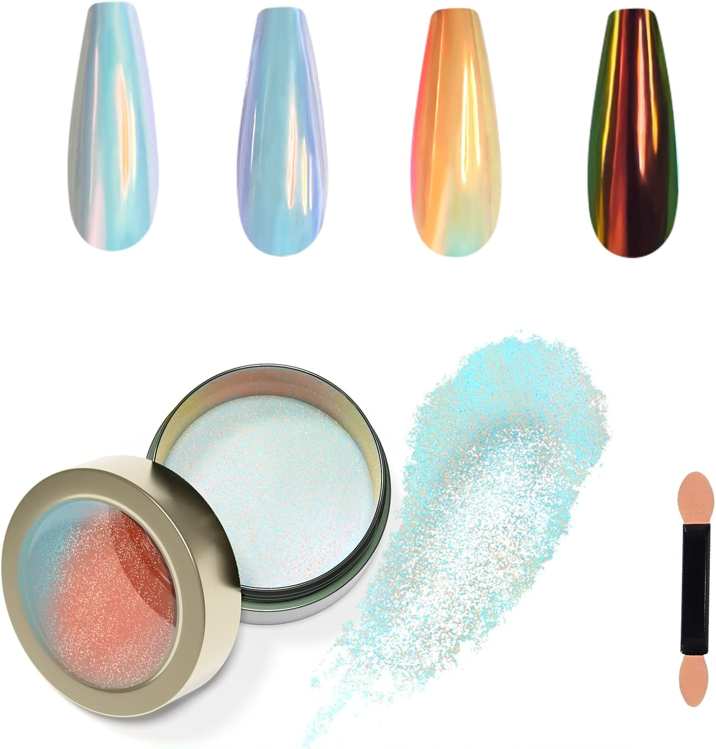 Chameleon Chrome Nail Powder, Color-Shift Nail Powder Pigment Glitter Dust Magic