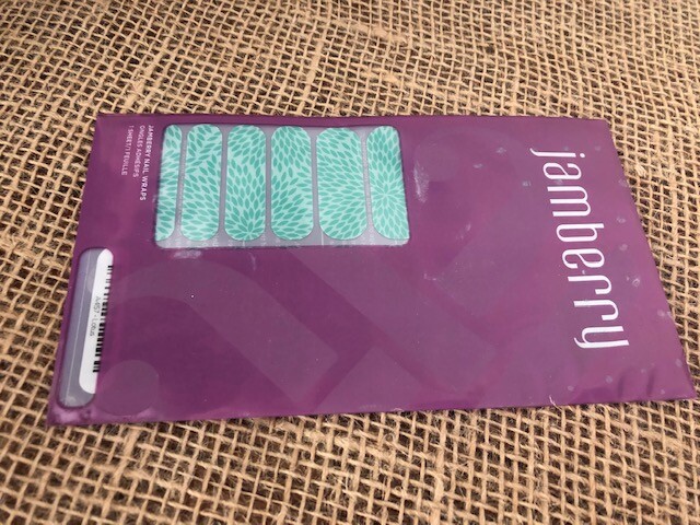 Jamberry Nail Wraps Set A457 Tropical Lotus Flower New Full Sheet Green Rare
