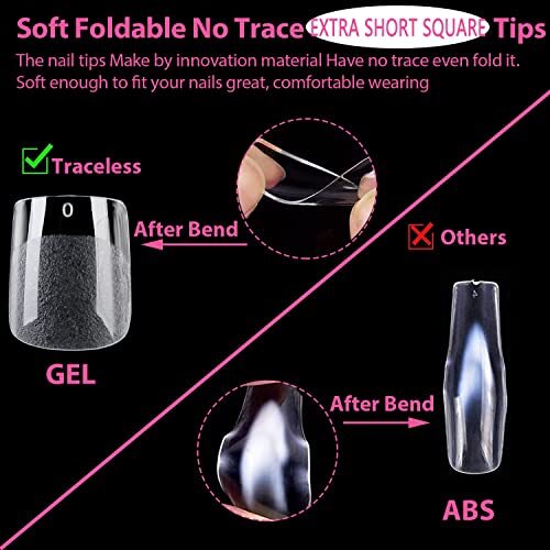 Extra Short Square Fake Nails XS 216pcs Pre-shape Extra Short XS Straight
