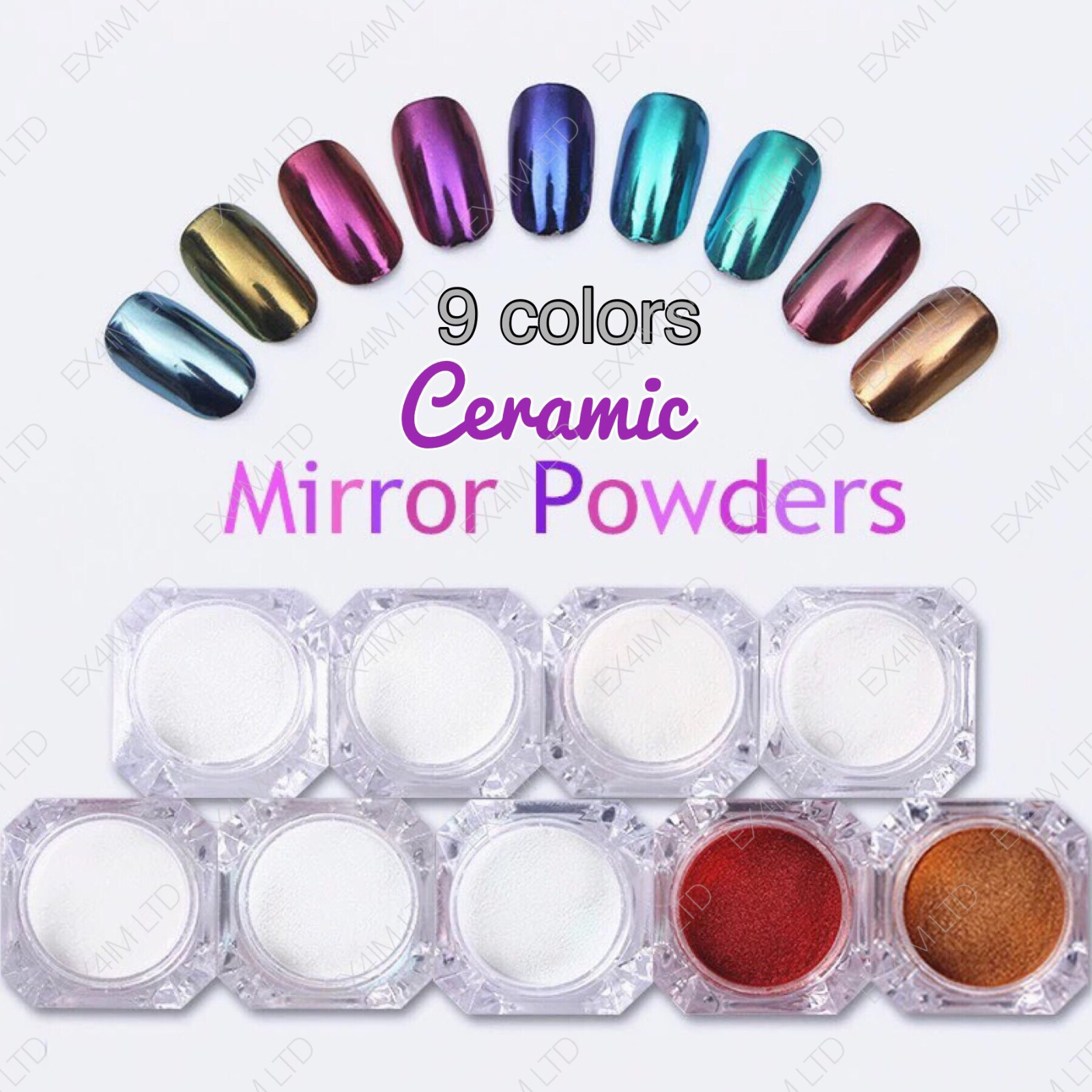 CERAMIC Nails Mirror SHELL Powder Shiny PEARL White Chrome Nail Pigment Colours