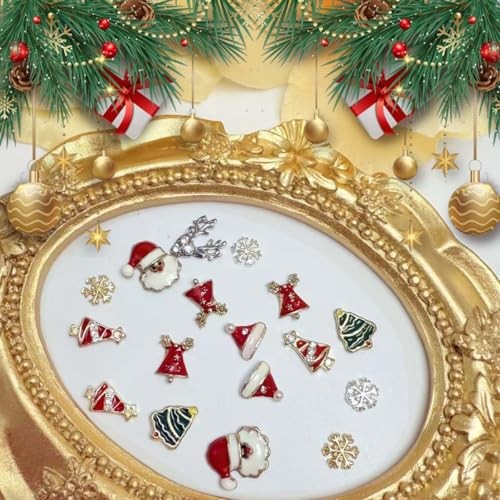 16Pcs Christmas Nail Charms Shiny Christmas Tree Nail Art Nail Charms 07