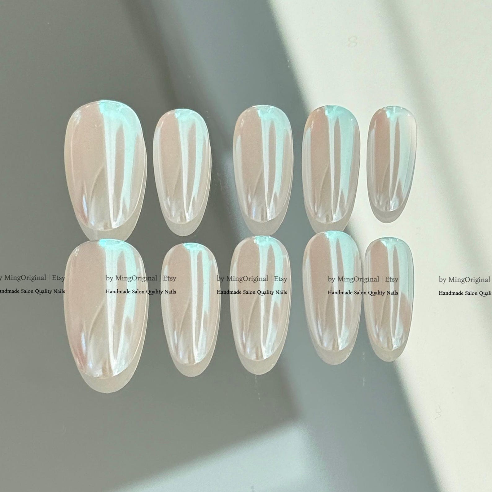 Handmade Pink Chrome Mirror Medium Almond Press on Nails